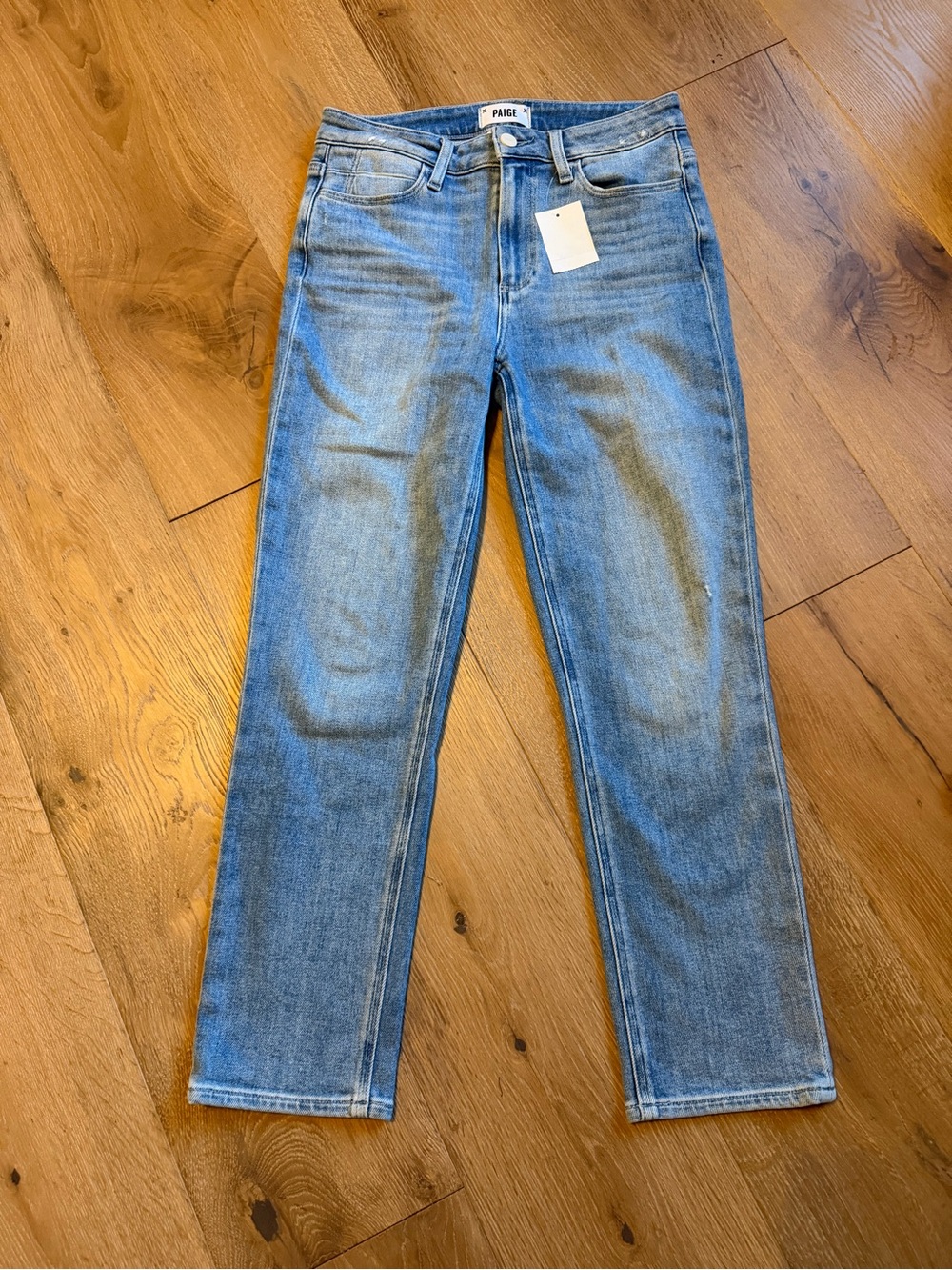 New PAIGE hoxton slim crop denim Jeans in Light Wash Blue size 27